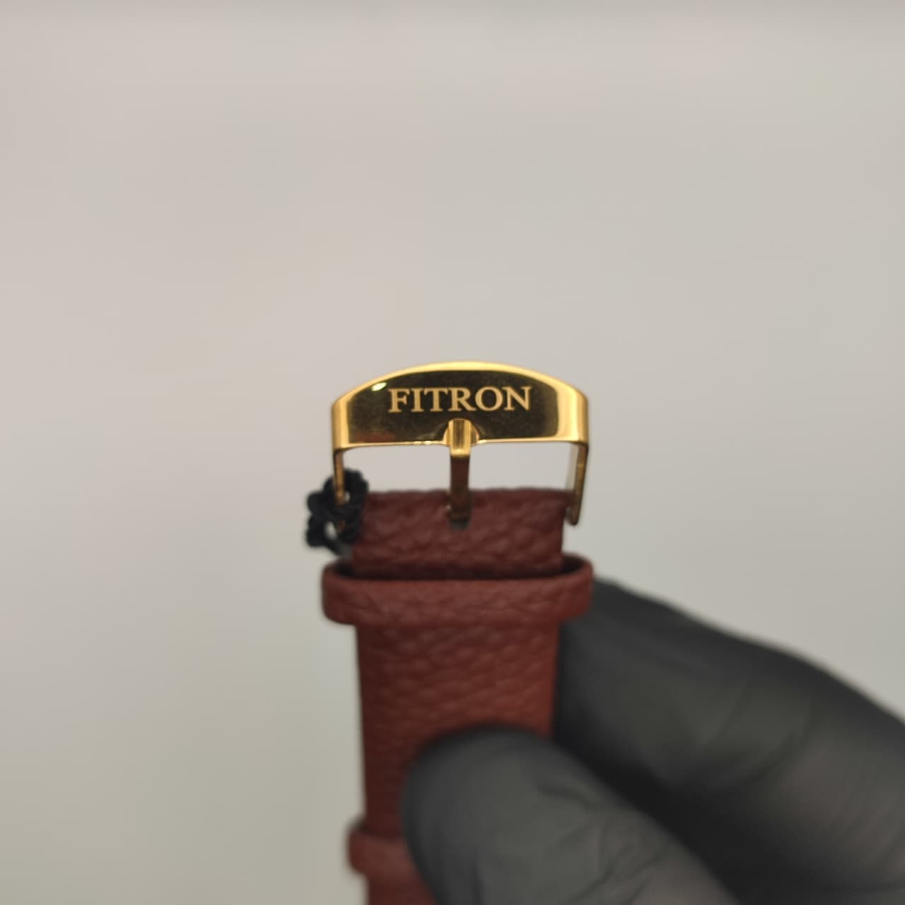 Fitron | Gold Square Watch with Brown Leather Strap