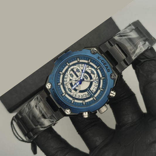 X Gear WR 30 Luxury Chronograph Watch ( Blue & White )